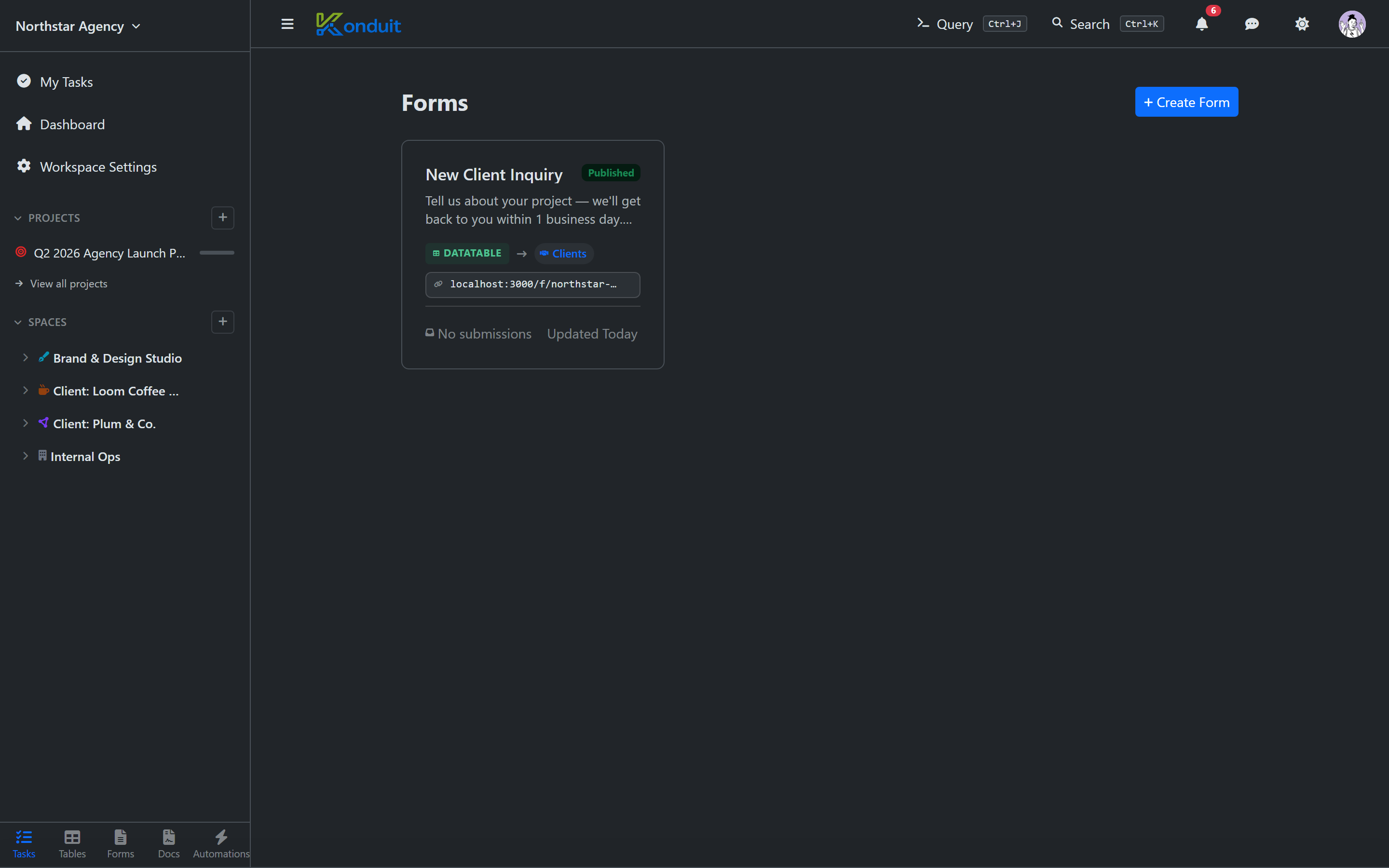 published form on its public URL