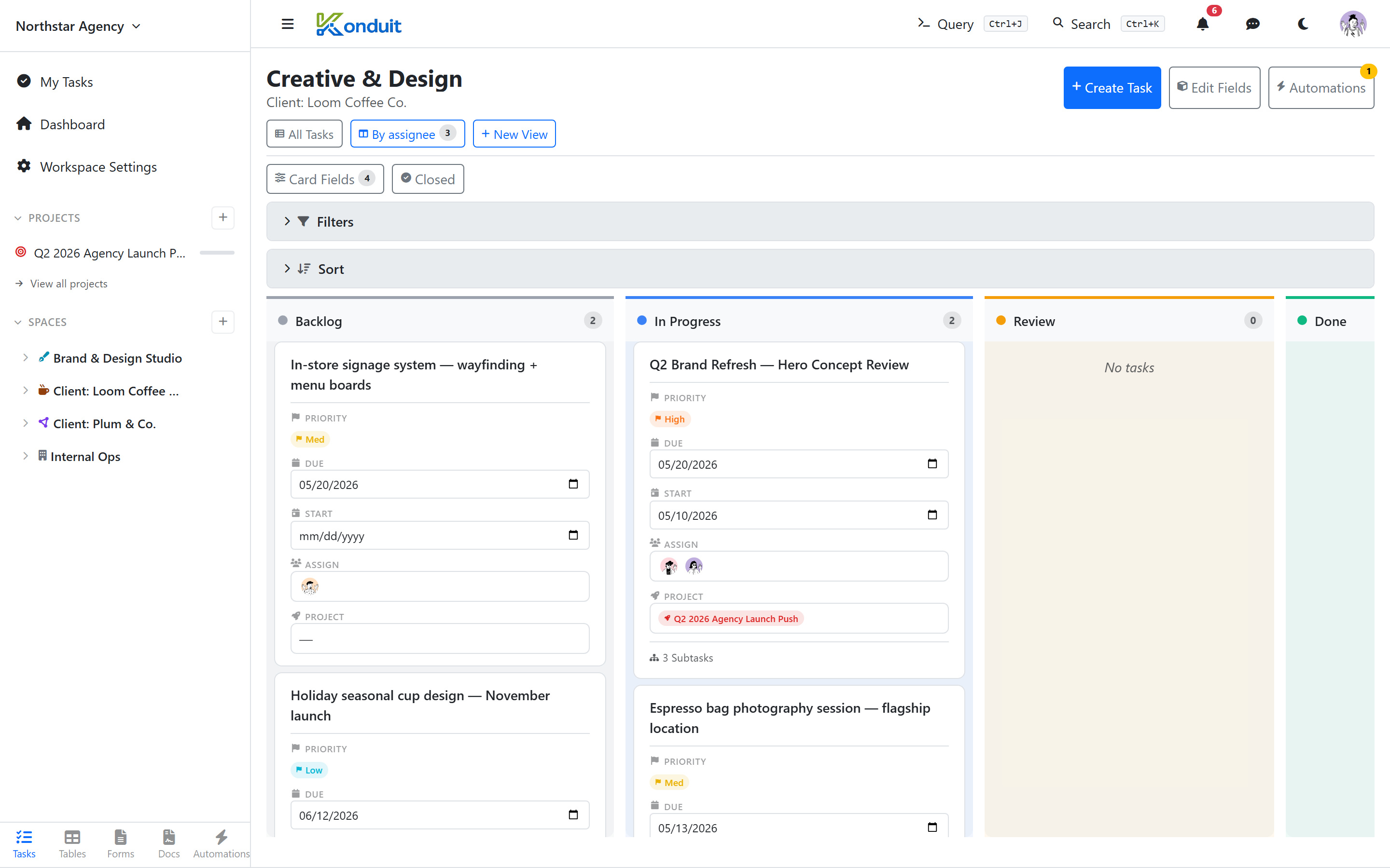 kanban board with cards across multiple columns