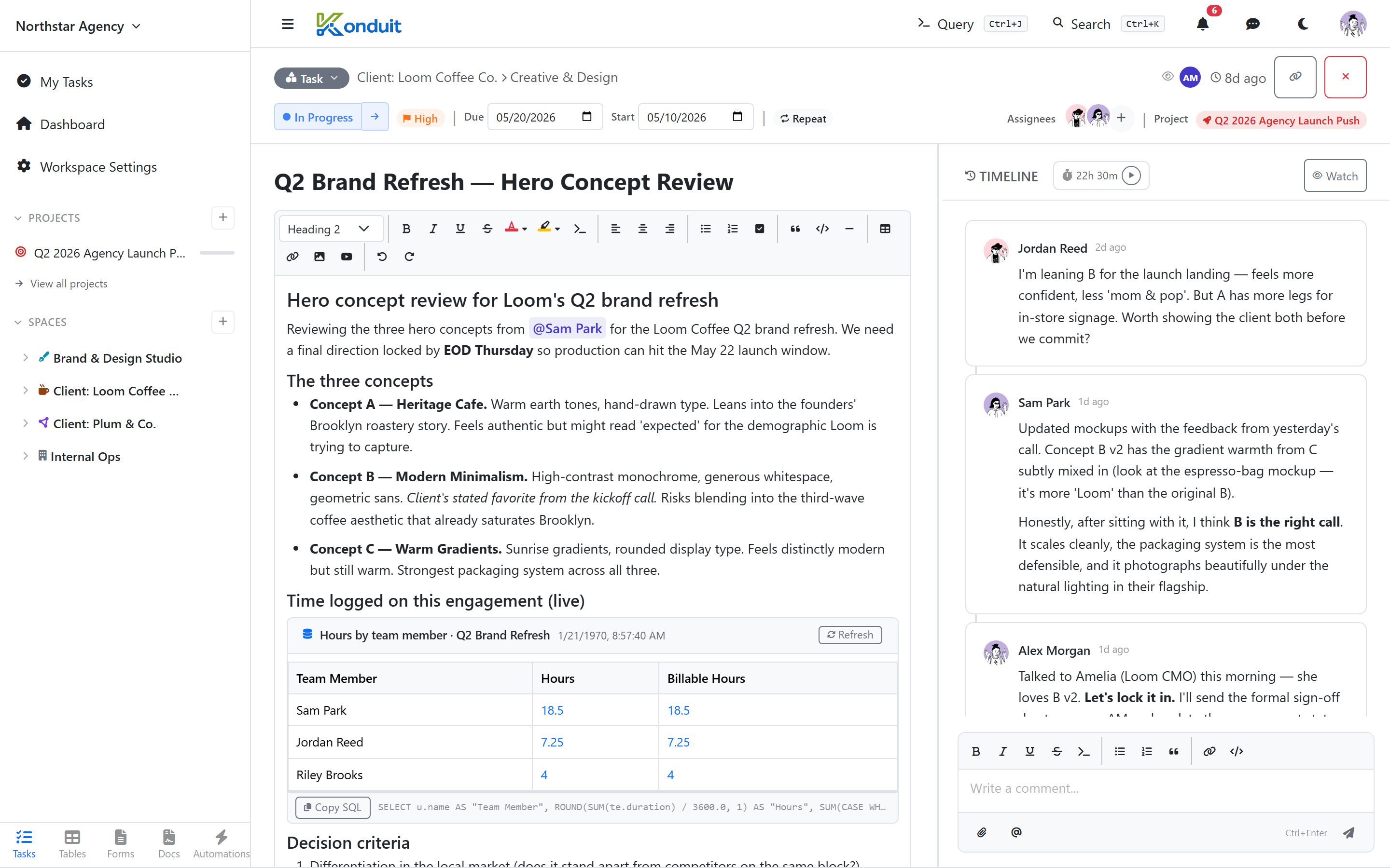 task detail modal